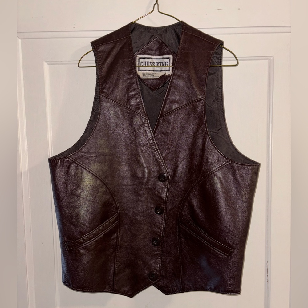 Brown leather vest